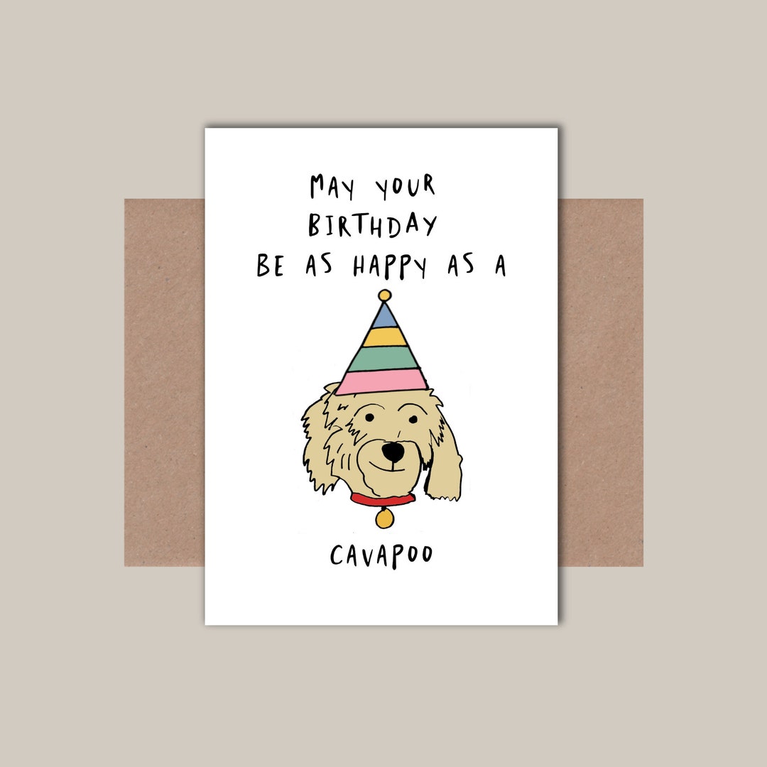 Cavapoo Birthday Card Cavapoo Red or Cream Fur - Etsy