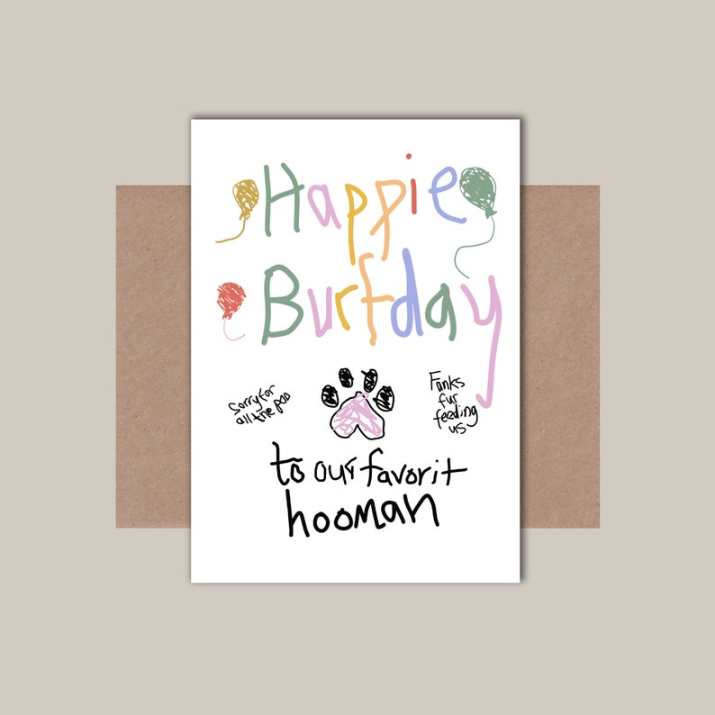 Funny Birthday Card from your Pet Dog, Cat Birthday Card from pet to owner afbeelding 2