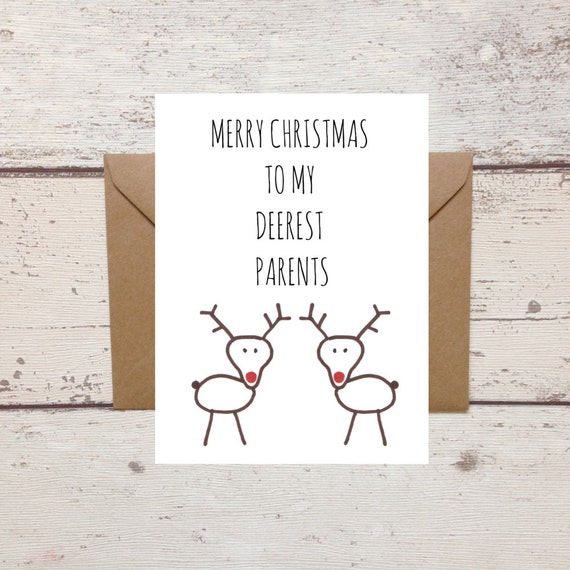 Items similar to Mum and Dad Christmas card, Parents Christmas Card, Funny Christmas Card