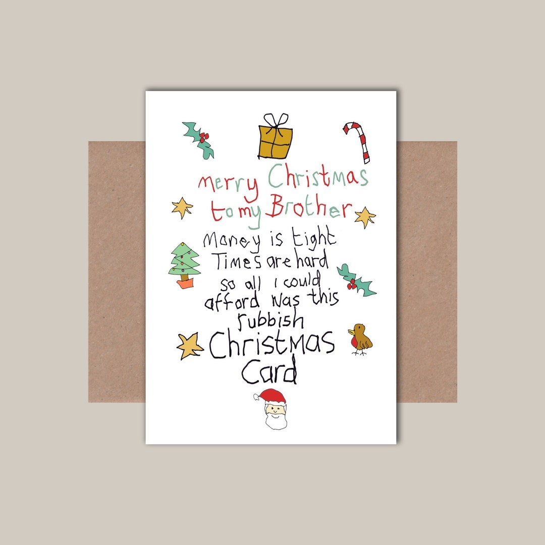 Brother Christmas Card Funny Brother Christmas Card - Etsy UK