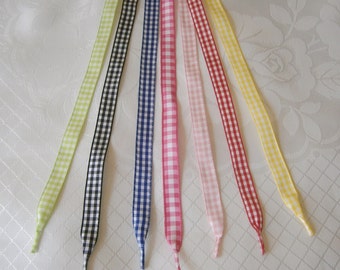 Cordones de cinta a cuadros vichy - Zapatillas deportivas, botas, zapatos - Adultos, niños, bebés - Ancho de 10 mm - Extremos de herrete