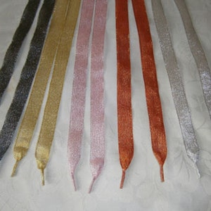 Satin & Glitter Ribbon Shoe Laces Trainers,boots,shoes Aglets on the ends Many colours available 5/8 15mm width image 2