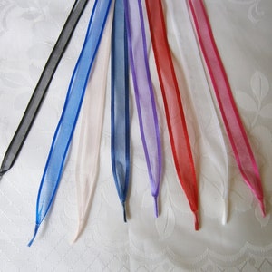 Satin Edge Organza Ribbon Shoe Laces for Trainers, Boots, Shoes, DM's, Kickers - 5/8" (15mm) width - Many colours available - Aglet Ends