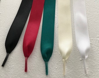 Grosgrain Ribbon Shoe Laces, Aglet Ends, 5/8" Width