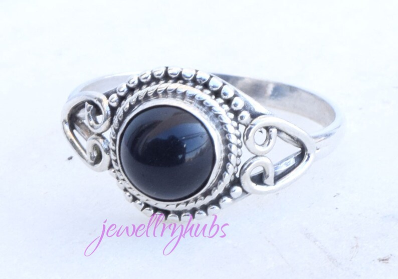 Black Onyx Ring For Women Girls In Sterling Silver In All Etsy