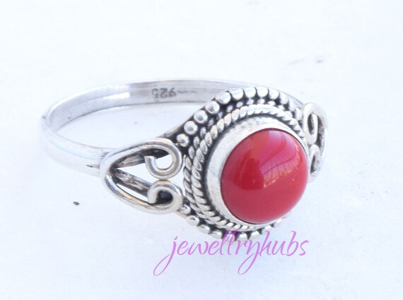 Solid 925 Sterling Silver Ring Natural Sponge Coral Fashion Jewelry Size 8.5