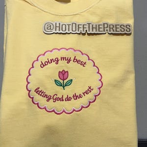 Embroidered comfort color tee shirt Christian themed! No scratch inside!