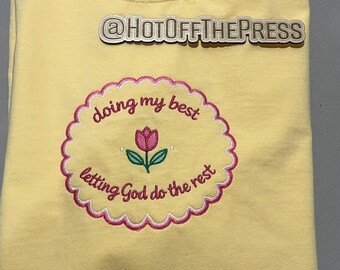 Embroidered comfort color tee shirt Christian themed! No scratch inside!