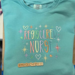 RN embroidered comfort color crew