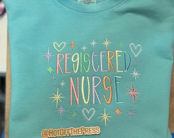 RN embroidered comfort color crew