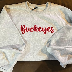 Ohio buckeye embroidered crewneck- puff effect embroidery style