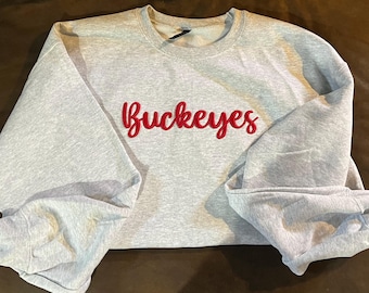 Ohio buckeye embroidered crewneck- puff effect embroidery style