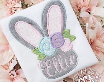 Easter, Easter bunny Embroidery design, Easter Monogram applique, socuteappliques, bunny with flower embroidery, girls Easter bunny applique