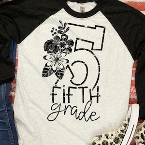 Back to school, 5th Grade SVG, school cut file, school shirt, svg file, 1st day of school, teacher shirt design, GRUNGE, socuteappliques