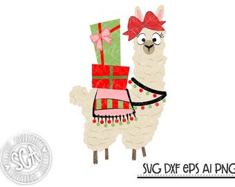 Christmas Llama Svg Etsy