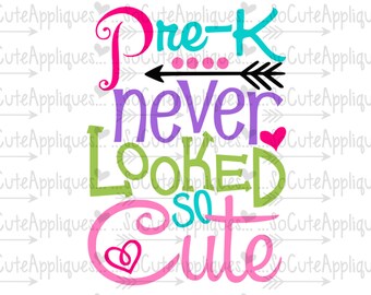 Pre-K never looked so cute svg, back to school cut file socuteappliques, silhouette cut file, cameo file