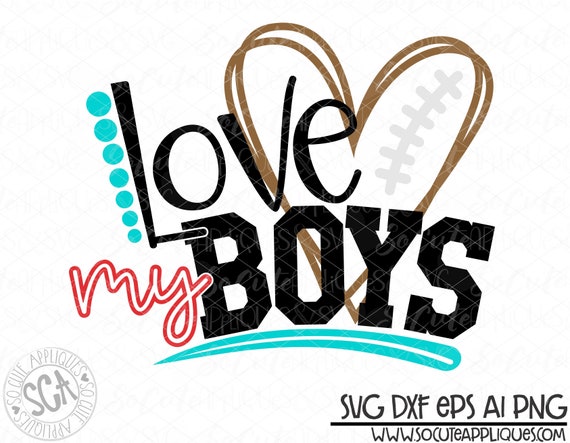 Football Football Mom Love My Boys Svg Design Football Mom Etsy
