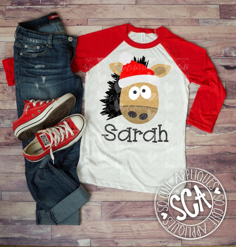 Download Horse svg design Christmas horse with santa hat clipart ...