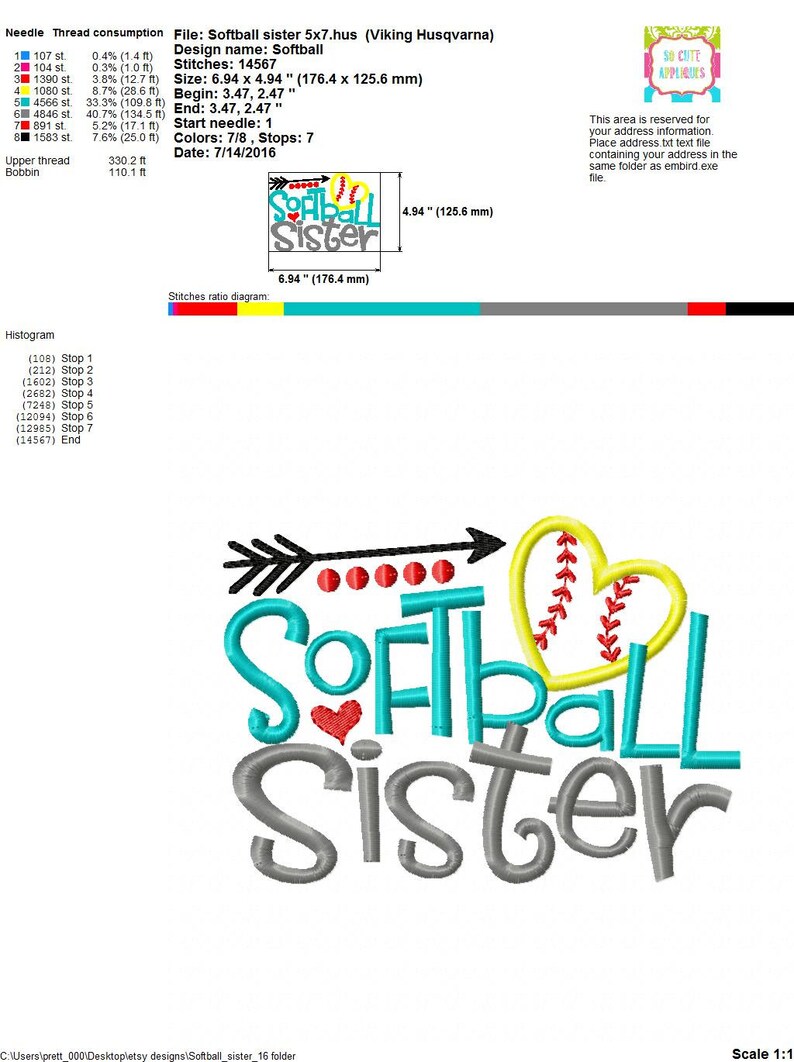 Embroidery Design 5x7 6x10 Softball Sister Embroidery Sayings Etsy