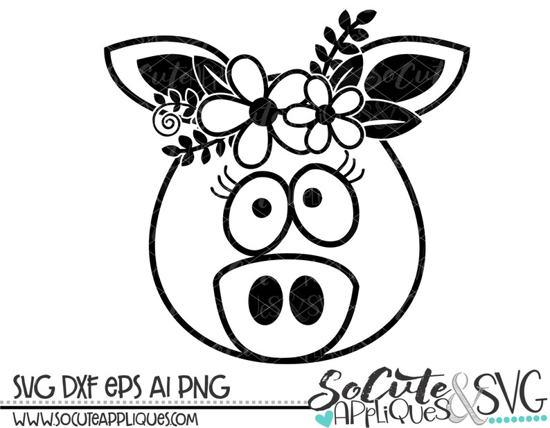 Clip Art Art Collectibles Pig Svg Farm Svg Pig Clipart Cowgirl Flowers Svg Design Farm Animal Svg Pig Cut File Cowgirl Svg Socuteappliques Country Animal Svg