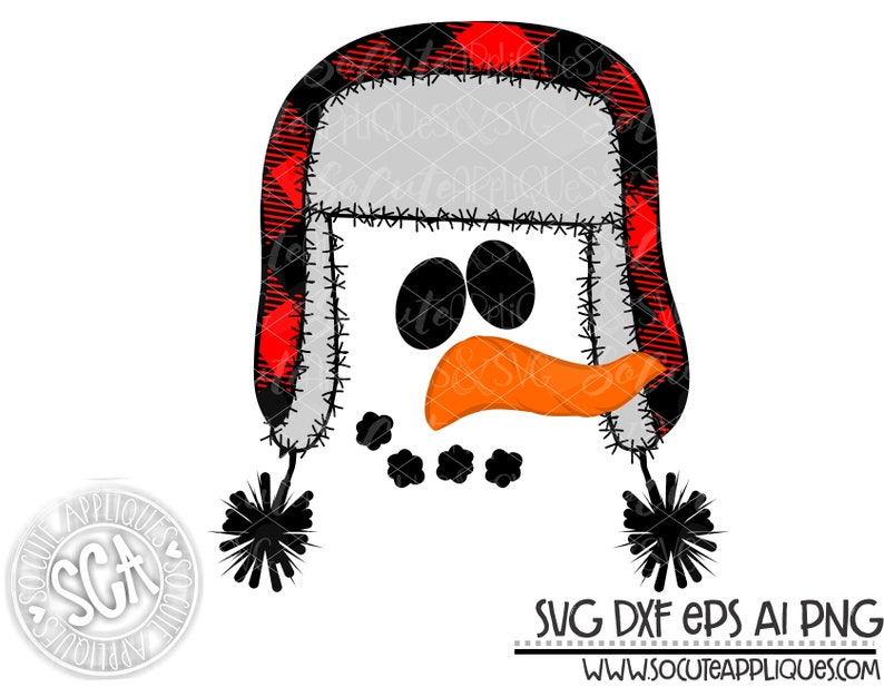 Snowman winter svg Snowman with plaid bomber hat clipart | Etsy