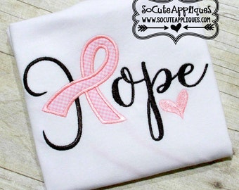 Hope Embroidery design, Hope applique, Pink ribbon applique, Cancer awareness, socuteappliques, breast cancer awareness, ribbon embroidery