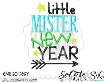 New year Embroidery design, Little Mr New Year, socuteappliques, New baby embroidery, baby boy embroidery, new years day embroidery saying,