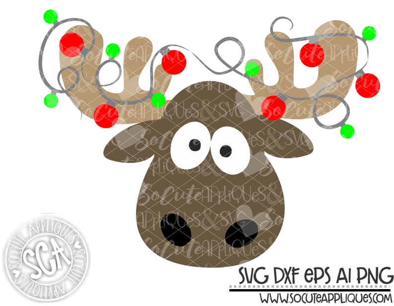 Download Christmas svg design moose with Christmas lights clipart ...