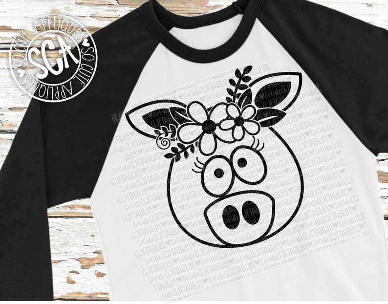 Download Pig SVG farm animal svg cowgirl flowers svg design pig | Etsy