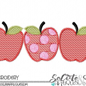 Back to school, apple SKETCH Embroidery design, apple trio embroidery, teacher embroidery, 1st day of school, socuteappliques