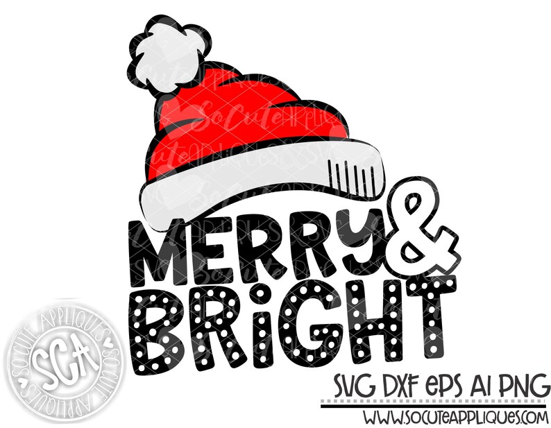 Download Merry and Bright Christmas santa hat SVG file made by | Etsy