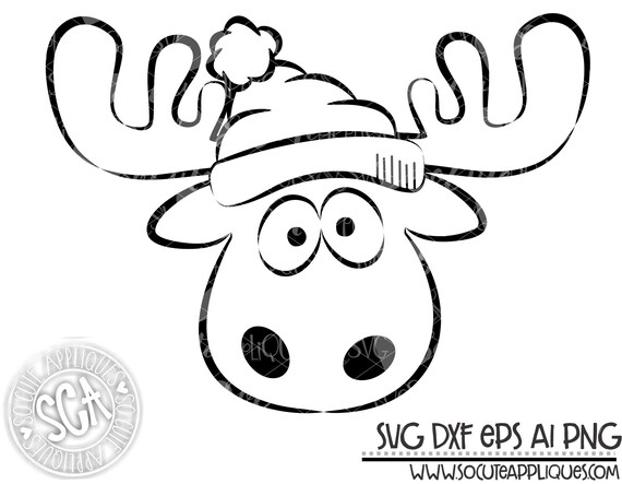 Download Moose Outline With Santa Hat Clipart Christmas Svg Design Etsy PSD Mockup Templates