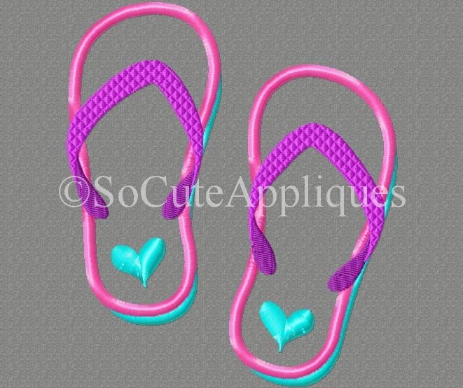 4x4 5x7 6x10 Flip Flops Embroidery Design Summer Beach - Etsy