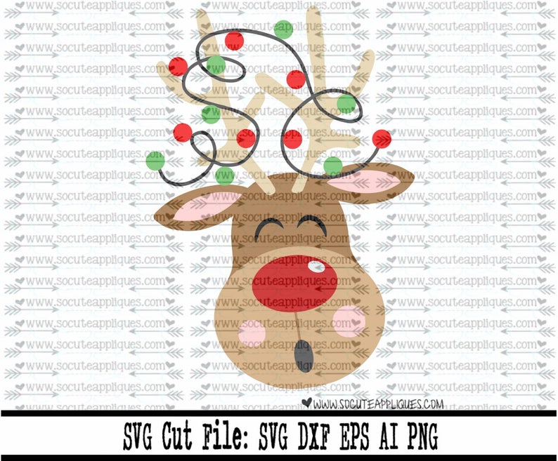 Download Christmas SVG cutting file Rudolph lights reindeer svg | Etsy