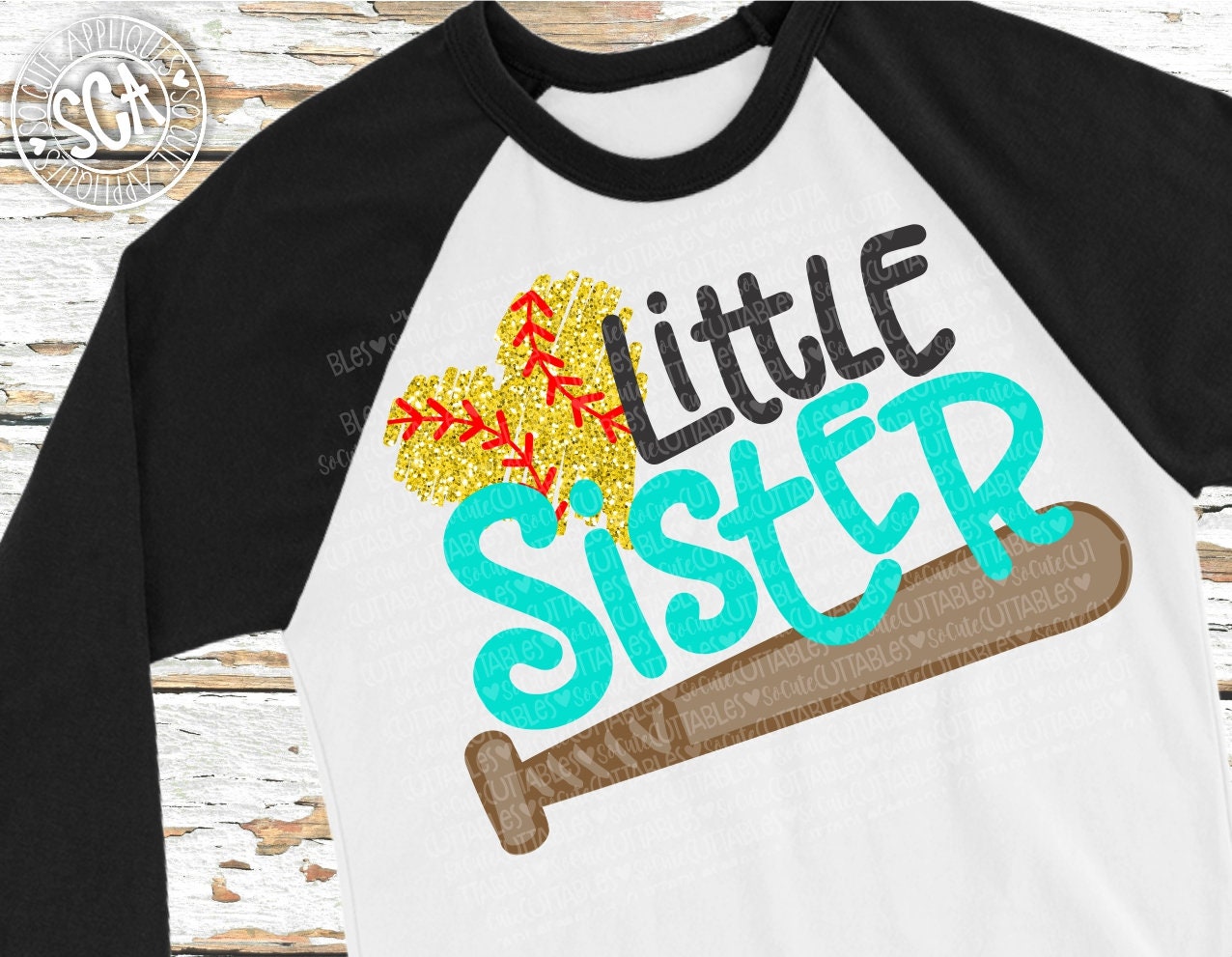 Softball sister Embroidery design applique softball embroidery little
