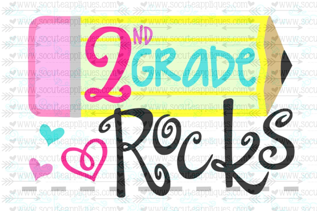 Second Grade Rocks Graphics 2nd Grade Rocks Pencil Svg, Teacher Svg, Back to School Cut File ...