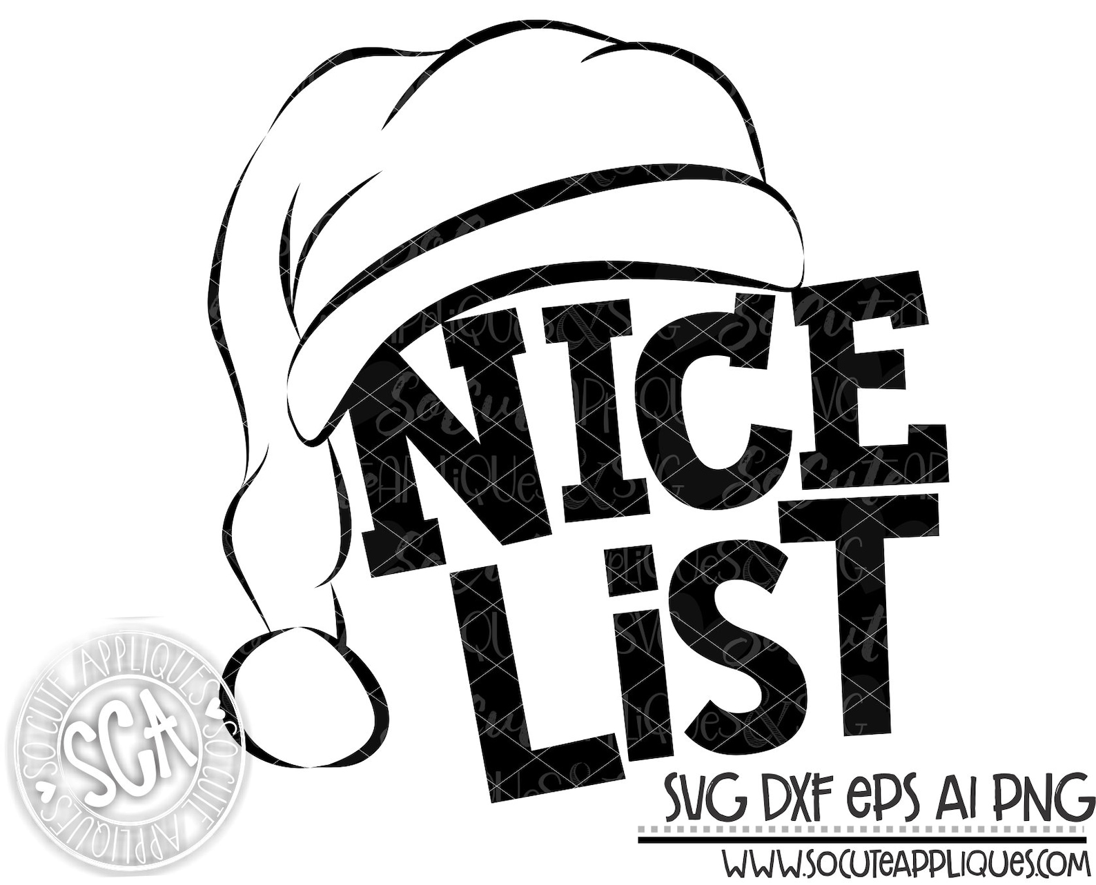 Christmas Nice List Svg Santa Hat Svg Design Christmas Cut - Etsy