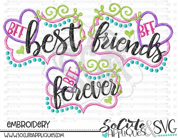 Bff Stickerei Design Beste Freunde Für Immer Stickerei Socuteappliques Stickerei Sprüche Freunde Applikation Mädchen Stickerei Schule