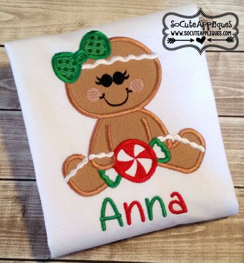 Gingerbread Girl Applique Embroidery Design 4x4 5x7 6x10 Etsy
