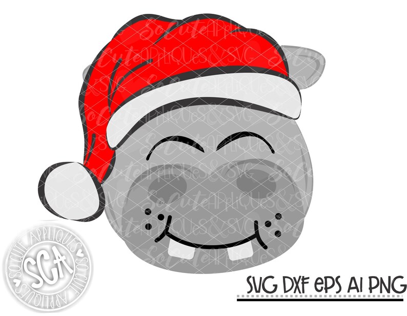 Download Christmas Christmas hippo with santa hat SVG Christmas svg ...
