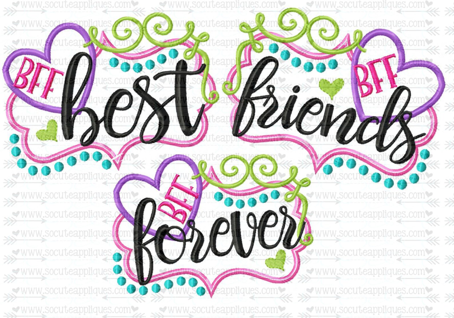 BFF Embroidery design Best friends forever embroidery Etsy