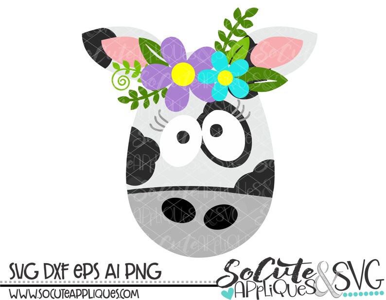 Download Cow SVG farm animal svg cowgirl flowers svg design cow | Etsy