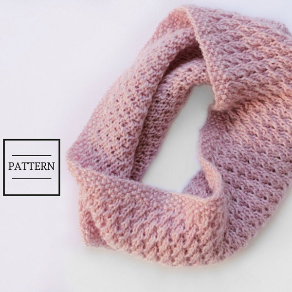 Cowl Knitting Pattern / Knit Cowl Pattern for Beginners / Infinity Scarf Knit Pattern / Knitted Cowl