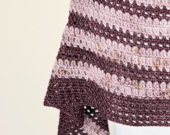 DK Weight Crescent Shaped Shawl Crochet Pattern with Two Colors, Striped Wrap Scarf