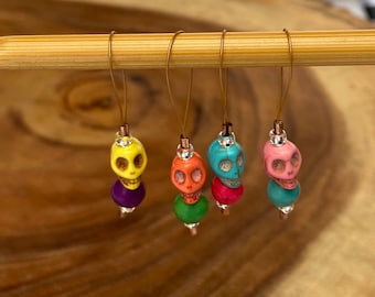 Small Multicolor Skull Stitch Markers for your Knitting Project, Notions, Gifts for Knitters, Knitting Accessories, Project Bag Charms