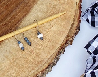 Blue and White Beaded Stitch Markers for your Knitting Project, Notions, Project Bag Charms, Knitting Accessories