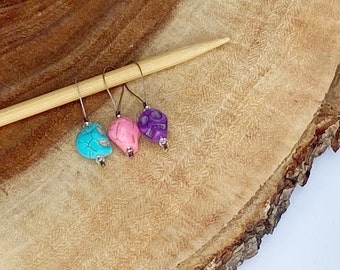 Pink Purple Blue Skull Stitch Markers for your Knitting Project, Notions, Gifts for Knitters, Knitting Accessories, Project Bag Charms