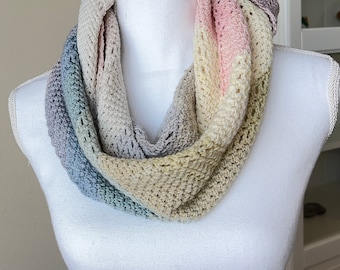 Crochet Double Wrap Infinity Scarf Cowl Pattern, Advent Mini Skeins, Stashbuster, Scrappy Project, Knitwear Wrap Scarf