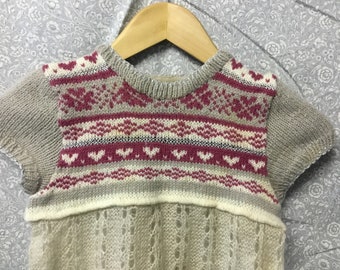 In stock: girls hand knitted dress or tunic, size 4 years and up