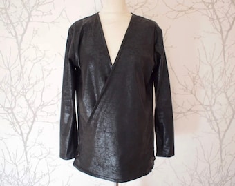 Mens jacket or cardigan in leather imitation jersey, size l, adjustable